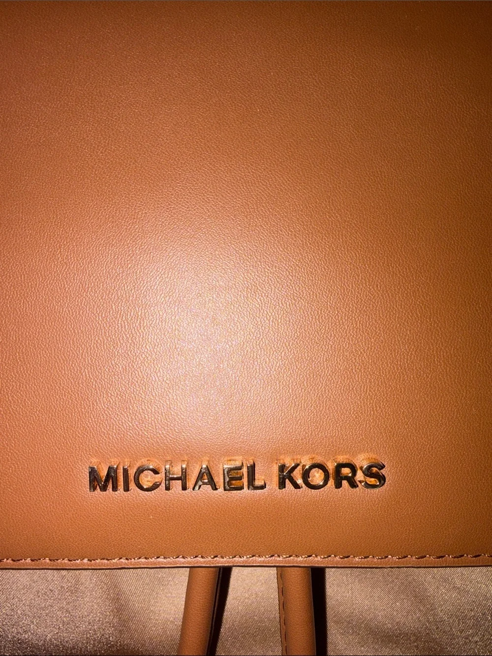 Michael Kors Satin and Leather Backpack in Warm Brown